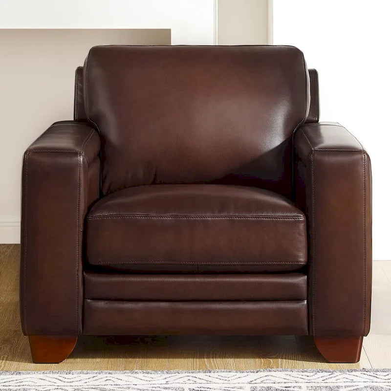 Hydeline Alice Top Grain Leather Armchair With Feather, Memory Foam and Springs