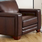 Top Grain Leather Armchair With Feather, Memory Foam and Springs