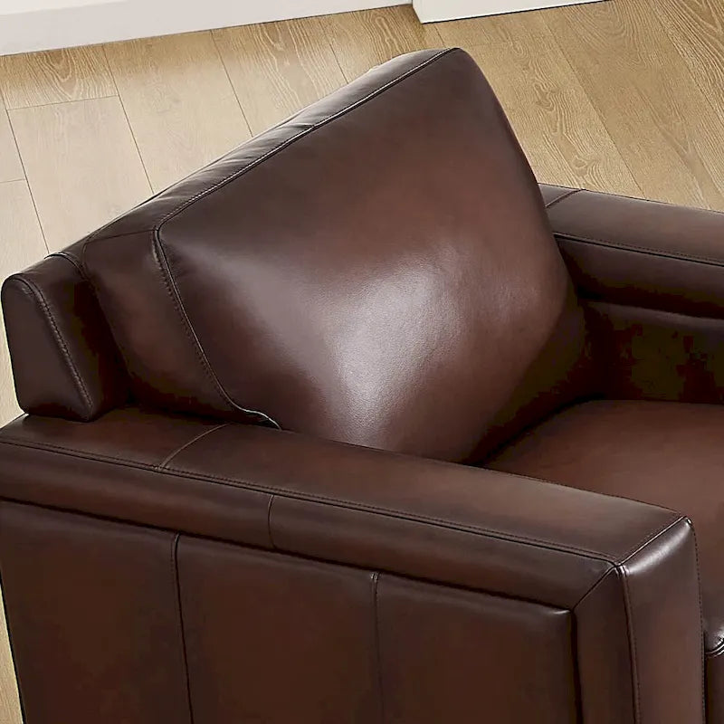 Top Grain Leather Armchair With Feather, Memory Foam and Springs