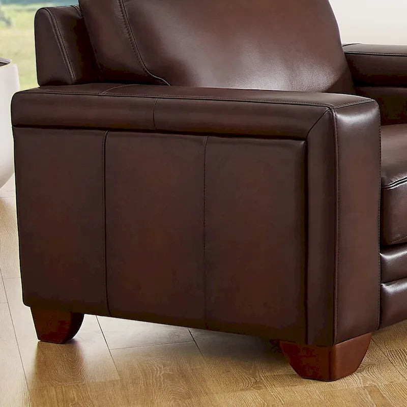 Top Grain Leather Armchair With Feather, Memory Foam and Springs