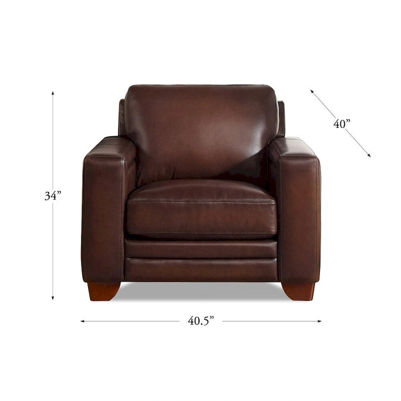 Top Grain Leather Armchair With Feather, Memory Foam and Springs