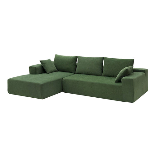 109-inch Green Modular L-shaped Minimalist Upholstered Sectional Sofa Set with Two Pieces Combination - 109 W x 68 D x 28.5 H