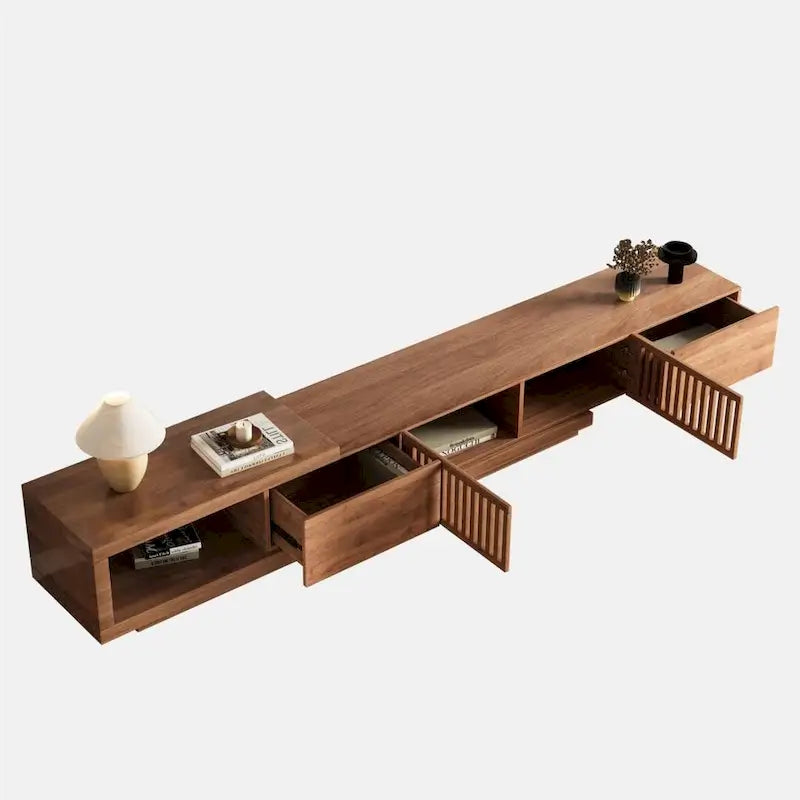 With 5 storage spaces, modern retractable up to 103 inches TV cabinet - 103 W x 15.74 D x 13.78 H