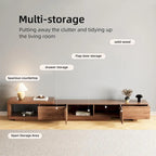 With 5 storage spaces, modern retractable up to 103 inches TV cabinet - 103 W x 15.74 D x 13.78 H