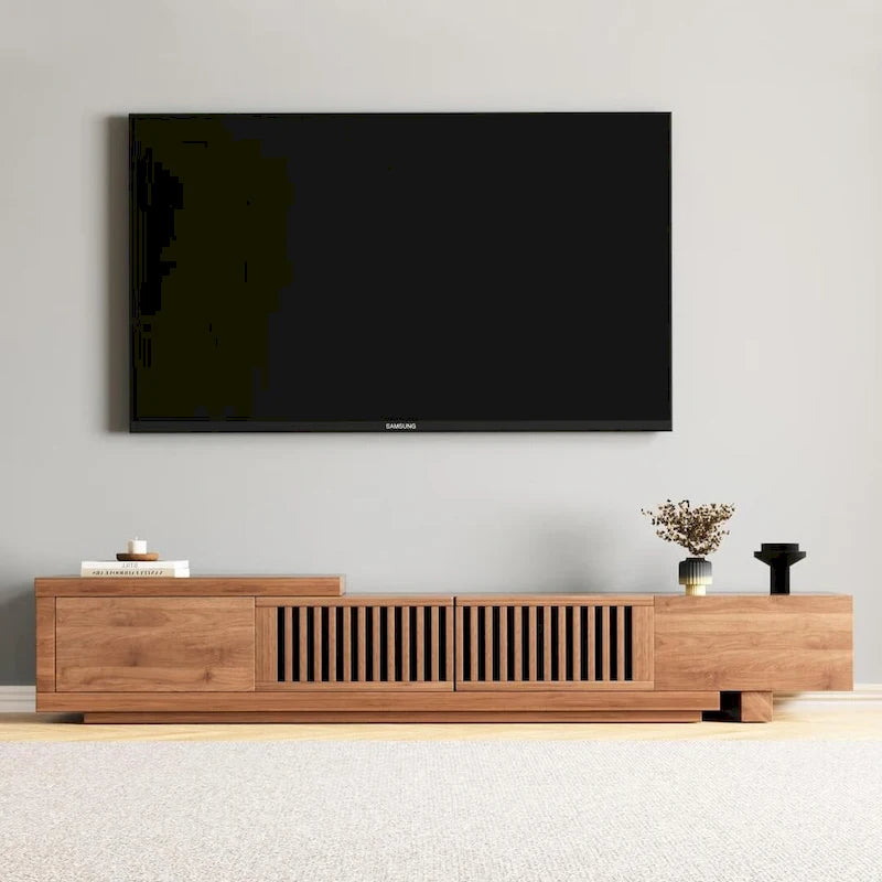 With 5 storage spaces, modern retractable up to 103 inches TV cabinet - 103 W x 15.74 D x 13.78 H