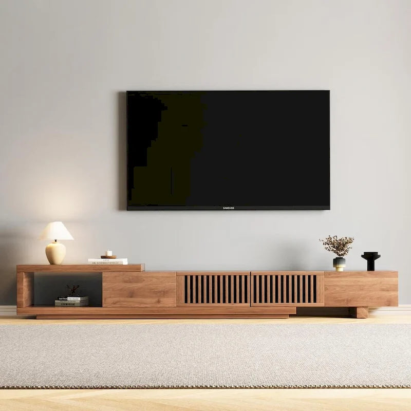 With 5 storage spaces, modern retractable up to 103 inches TV cabinet - 103 W x 15.74 D x 13.78 H
