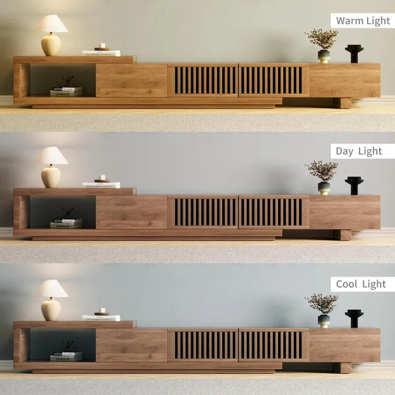With 5 storage spaces, modern retractable up to 103 inches TV cabinet - 103 W x 15.74 D x 13.78 H