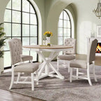 Dining Table Set with Extendable Table and 4 Upholstered Chairs