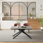9 - Piece Extendable Rectangular Sintered Stone Cross Legs Dining Set With 8 Chairs For Home or Villa