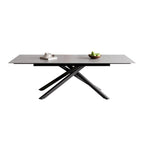 9 - Piece Extendable Rectangular Sintered Stone Cross Legs Dining Set With 8 Chairs For Home or Villa