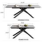 9 - Piece Extendable Rectangular Sintered Stone Cross Legs Dining Set With 8 Chairs For Home or Villa