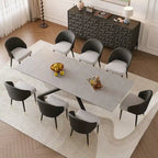9 - Piece Extendable Rectangular Sintered Stone Cross Legs Dining Set With 8 Chairs For Home or Villa