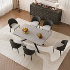 9 - Piece Extendable Rectangular Sintered Stone Cross Legs Dining Set With 8 Chairs For Home or Villa