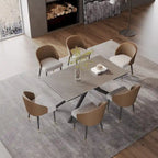 9 - Piece Extendable Rectangular Sintered Stone Cross Legs Dining Set With 8 Chairs For Home or Villa