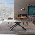 9 - Piece Extendable Rectangular Sintered Stone Cross Legs Dining Set With 8 Chairs For Home or Villa