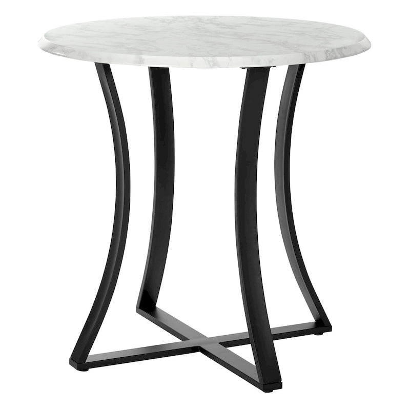 3-Piece 36  Round Top Counter Height Dining Table with 2 Faux Leather Stools