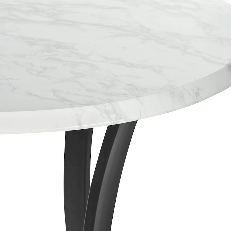 3-Piece 36  Round Top Counter Height Dining Table with 2 Faux Leather Stools