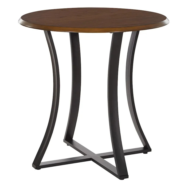 3-Piece 36  Round Top Counter Height Dining Table with 2 Faux Leather Stools