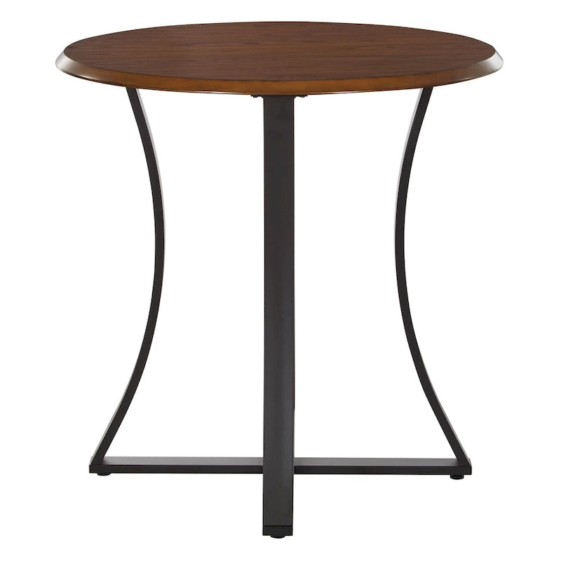 3-Piece 36  Round Top Counter Height Dining Table with 2 Faux Leather Stools