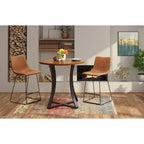3-Piece 36  Round Top Counter Height Dining Table with 2 Faux Leather Stools