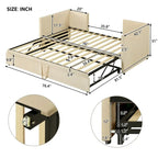 Velvet Upholstered Twin Daybed, Pop Up Trundle, Expandable to King Size, Versatile