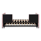 Velvet Upholstered Twin Daybed, Pop Up Trundle, Expandable to King Size, Versatile