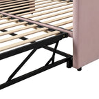 Velvet Upholstered Twin Daybed, Pop Up Trundle, Expandable to King Size, Versatile