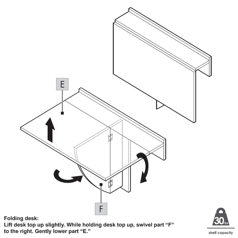 30-inch White Wall Mounted Desk