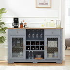Sideboard with 2 Drawers and Elegant Glass Door Cabinets