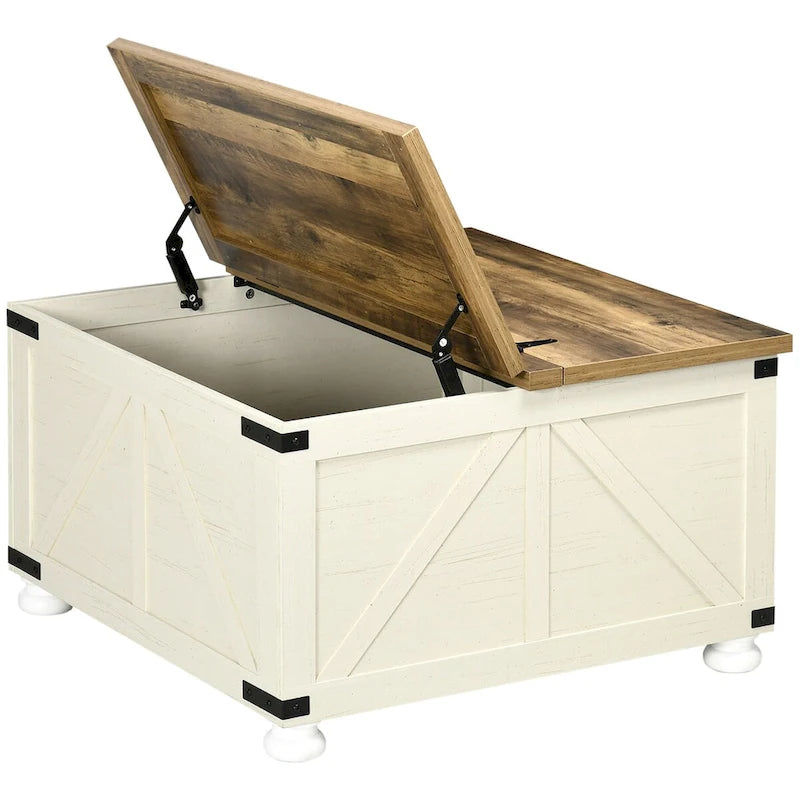 Farmhouse Large Square Coffee Table with Storage