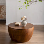 31.50 Vintage Style Bucket Shaped Coffee Table with storage function, for Office, Dining Room and Living Room, Brown