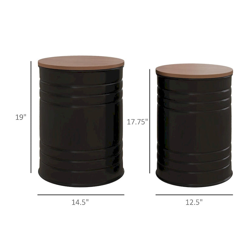 Nesting Storage Ottomans Set of 2 with Lids, Hidden Space