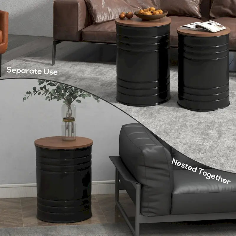 Nesting Storage Ottomans Set of 2 with Lids, Hidden Space