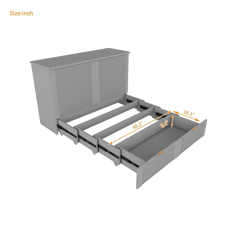 Full Size Murphy Bed Wall Bed with drawer and a set of Sockets & USB Ports