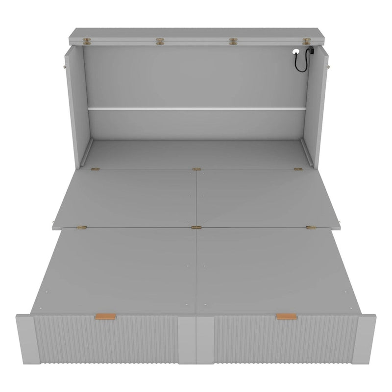 Full Size Murphy Bed Wall Bed with drawer and a set of Sockets & USB Ports