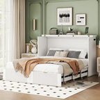 Full Size Murphy Bed Wall Bed with drawer and a set of Sockets & USB Ports