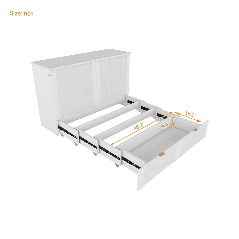 Full Size Murphy Bed Wall Bed with drawer and a set of Sockets & USB Ports