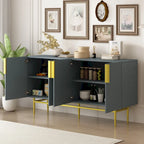 Modern Elegant 4-door Sideboard Gold Metal Handle Buffet Cabinet for Dining Room, Living Room, Bedroom, Hallway