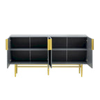 Modern Elegant 4-door Sideboard Gold Metal Handle Buffet Cabinet for Dining Room, Living Room, Bedroom, Hallway