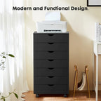 Mobile Wood Storage Cabinets with Wheels and 7 Drawer