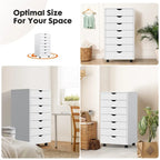 Mobile Wood Storage Cabinets with Wheels and 7 Drawer