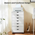 Mobile Wood Storage Cabinets with Wheels and 7 Drawer
