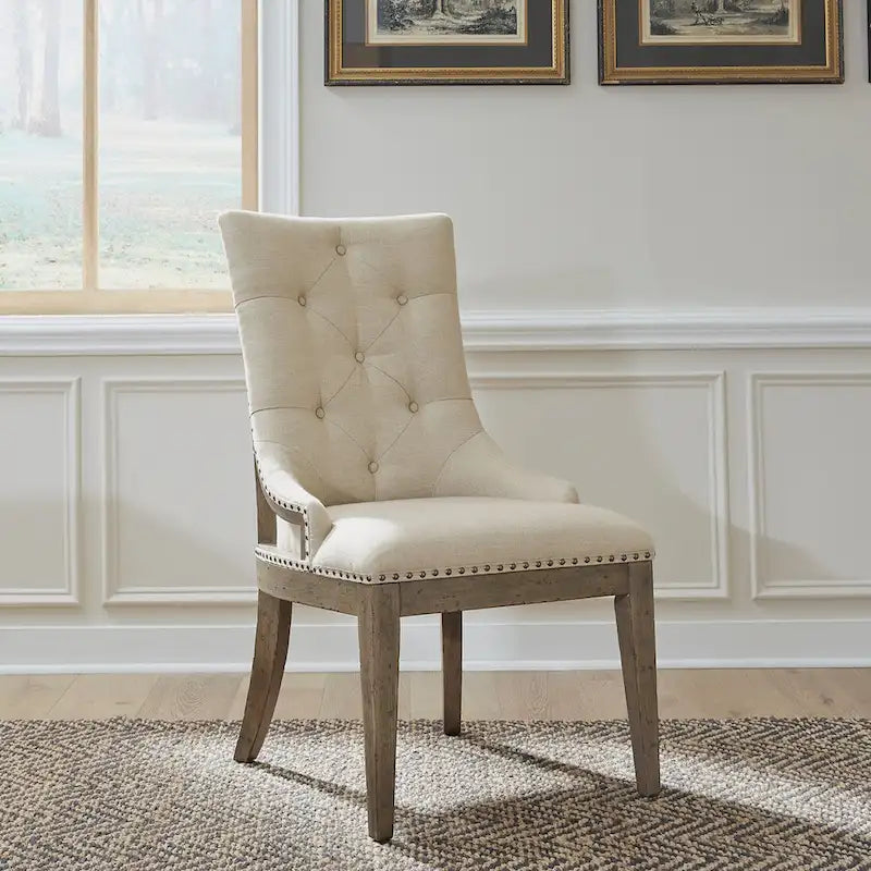 Dusty Taupe Pedestal Table Set with Dining Chairs Options