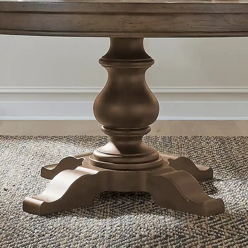 Dusty Taupe Pedestal Table Set with Dining Chairs Options