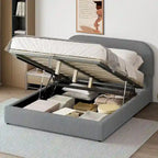 Elegant Upholstered Platform Bed with Curved Headboard