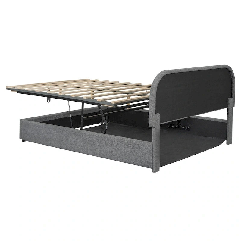 Elegant Upholstered Platform Bed with Curved Headboard