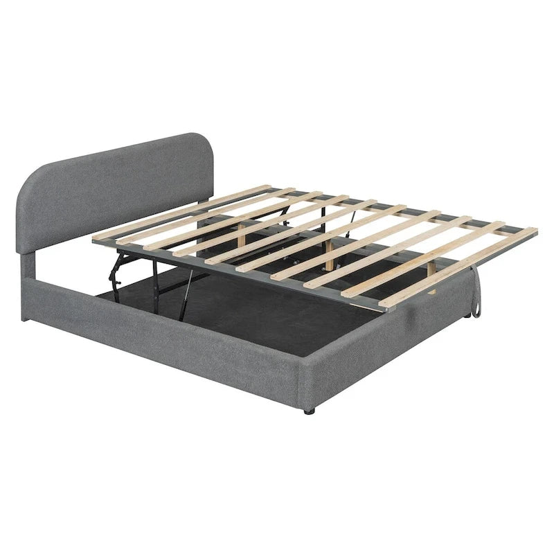 Elegant Upholstered Platform Bed with Curved Headboard