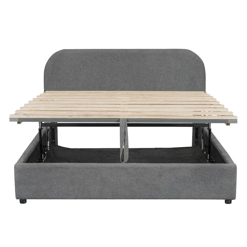 Elegant Upholstered Platform Bed with Curved Headboard