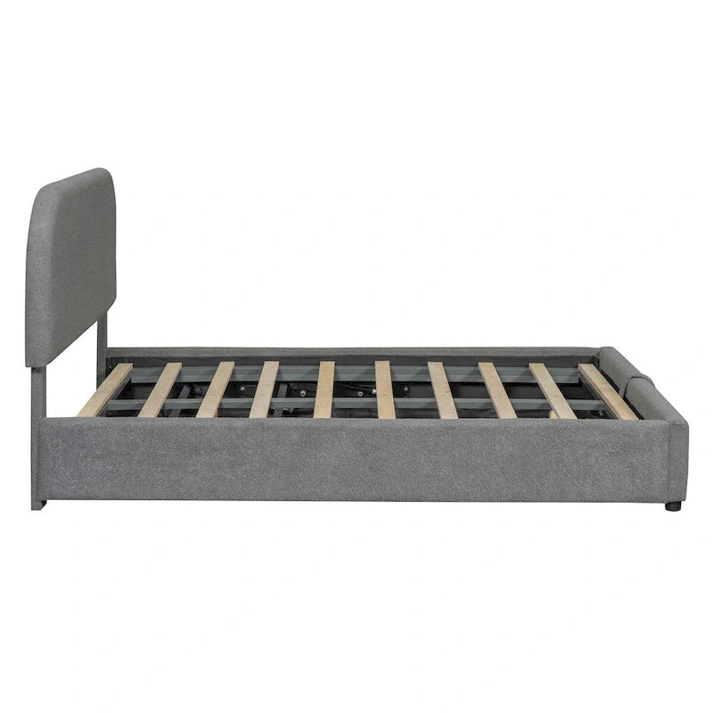 Elegant Upholstered Platform Bed with Curved Headboard