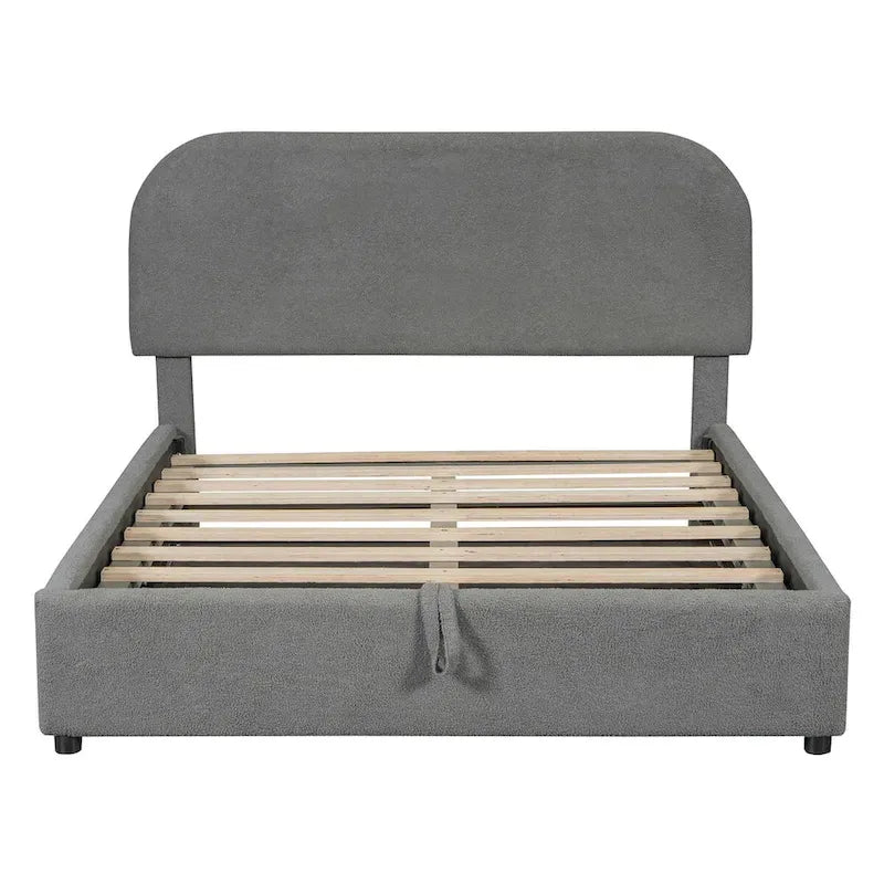 Elegant Upholstered Platform Bed with Curved Headboard